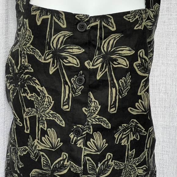 Joe Fresh Top Sleeveless Blouse XL Straps Dark Green Palm Trees Linen Cotton New - Picture 4 of 8